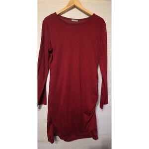 BTFBM Women's Burgundy‎ Ruched Side Bodycon Dress XL Long Sleeve Knee Length